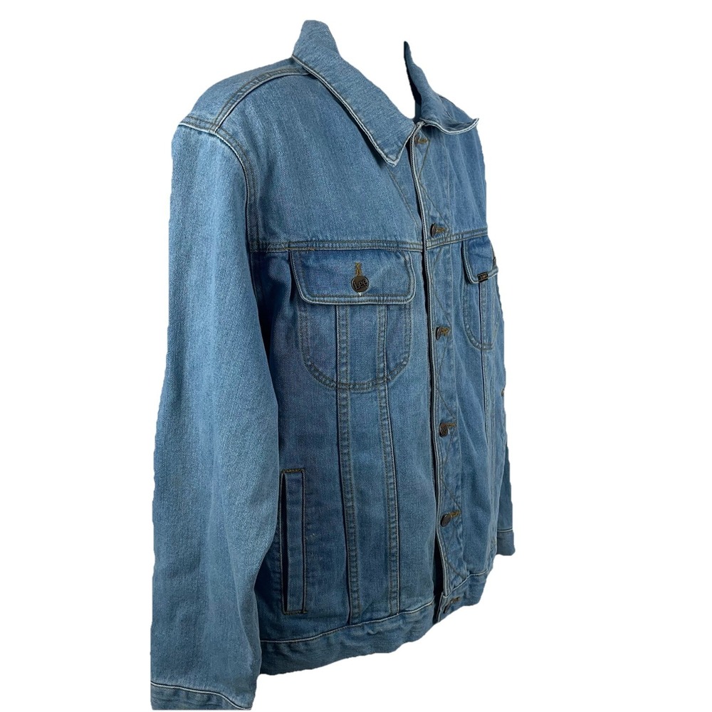 Vintage 90s Lee Trucker Denim Blue Jean Jacket Men's Large - Picture 8 of 12